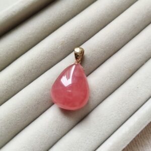 义卖品 老 18K金扣红纹石吊坠 重8.06克