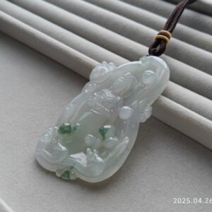 净 老货清 冰种飘花翡翠观音大挂件 重30.56克