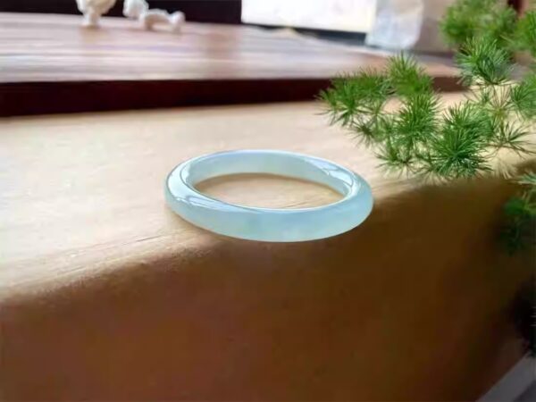 辛 老货清 冰种起胶翡翠圆条手镯 55.4圈 有证书 - 图片 6