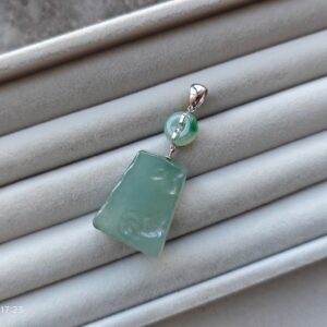 义卖品 方圆无事翡翠18K金扣吊坠