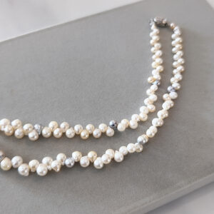 安 多层珍珠项链,甄选天然米白珍珠串制