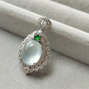 义卖品 金镶钻高冰起光翡翠吊坠 重1.81克 有证书 18K金