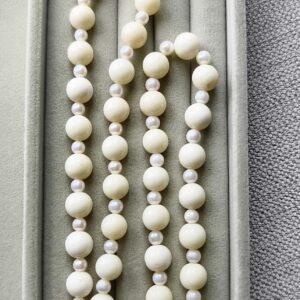 义卖品  老  白珊瑚珍珠长项链