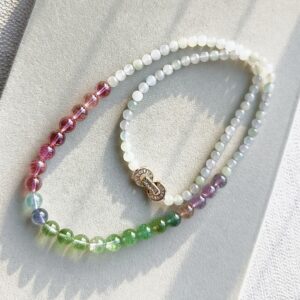 俊   碧玺+翡翠珠子项链